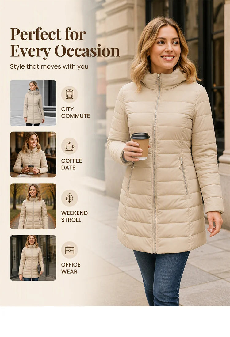 Frostelle™ Women’s Insulated Hooded Coat | Warmth Meets a Slim Silhouette