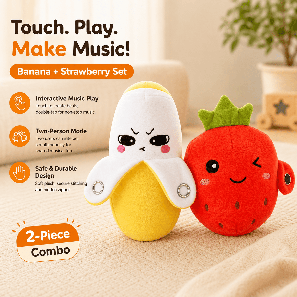 MeloJoy™ Interactive Musical Plush Toy – Touch-Activated Fun for Children