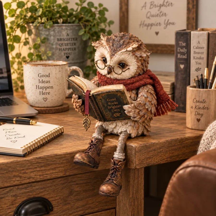 BookHaven™ Reading Owl Decoration | Charming Eye-Catcher for Book Lovers