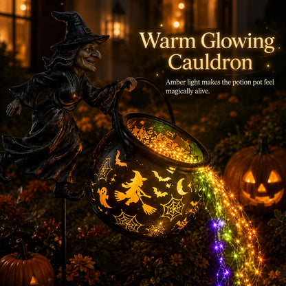 HexaGlow™ Halloween Witch Cauldron Garden Light – Magical Colours & Projections for Your Halloween Decorations 🎃✨