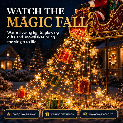 SantaGlow™ Solar Christmas Decoration | Flying Sleigh & Magical Cascade of Lights