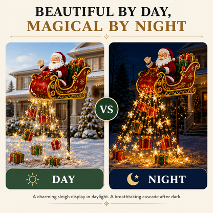 SantaGlow™ Solar Christmas Decoration | Flying Sleigh & Magical Cascade of Lights