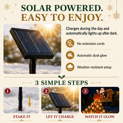 SantaGlow™ Solar Christmas Decoration | Flying Sleigh & Magical Cascade of Lights