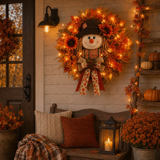 AutumnGlow™ Fall Wreath with Lights | A Warm Welcome for Your Front Door