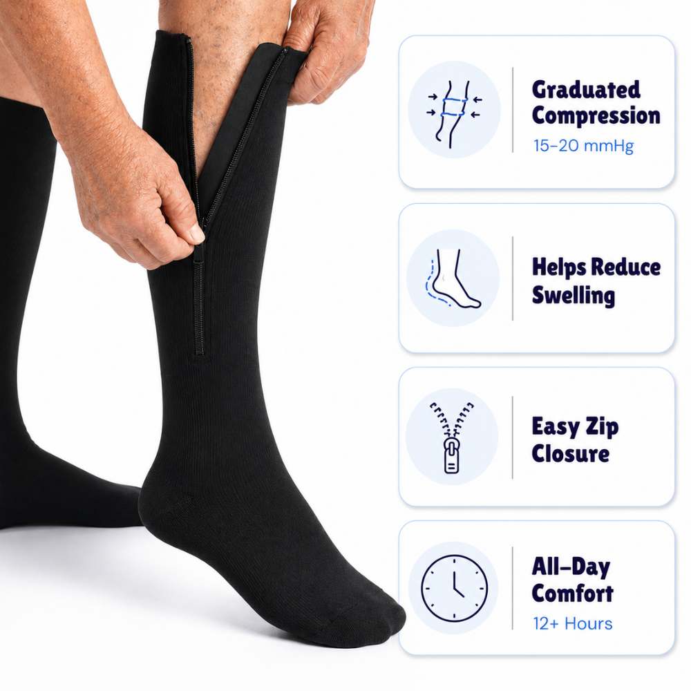 CompressVera™ – Zip-Up Compression Socks for Support & Comfort
