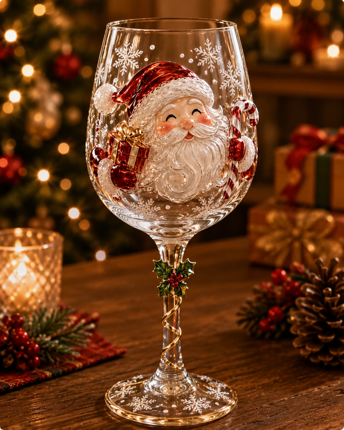 FestivoGlas™ 3D Christmas Wine Glasses – Festive Sips with Magical Christmas Designs