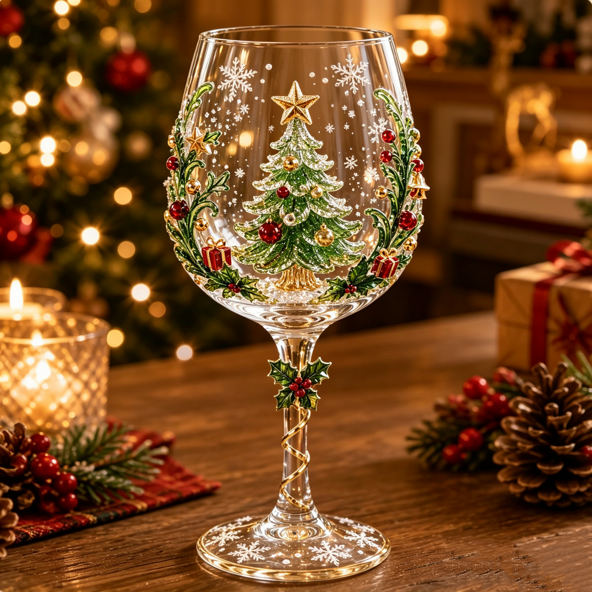 FestivoGlas™ 3D Christmas Wine Glasses – Festive Sips with Magical Christmas Designs