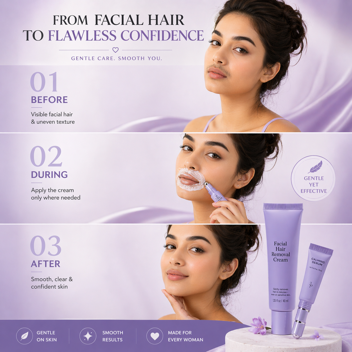 Glamira™ – Easy Facial Hair Removal Kit for Sensitive Skin