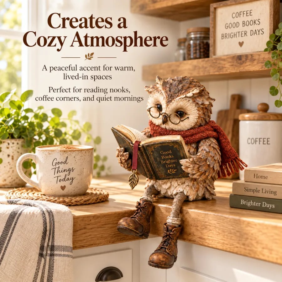 BookHaven™ Reading Owl Decoration | Charming Eye-Catcher for Book Lovers