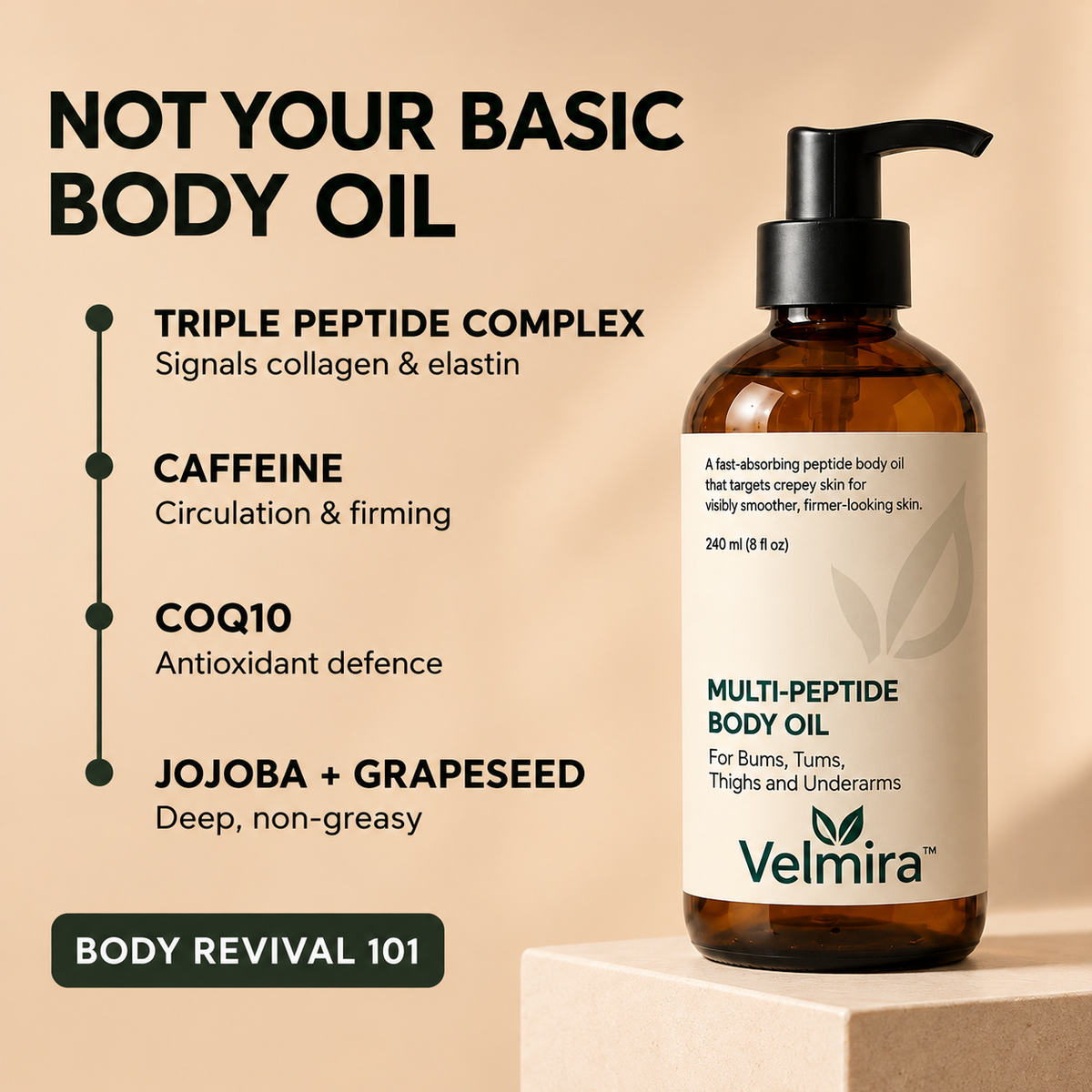 Velmira™ – Hydrating Peptide Body Oil for Soft Skin