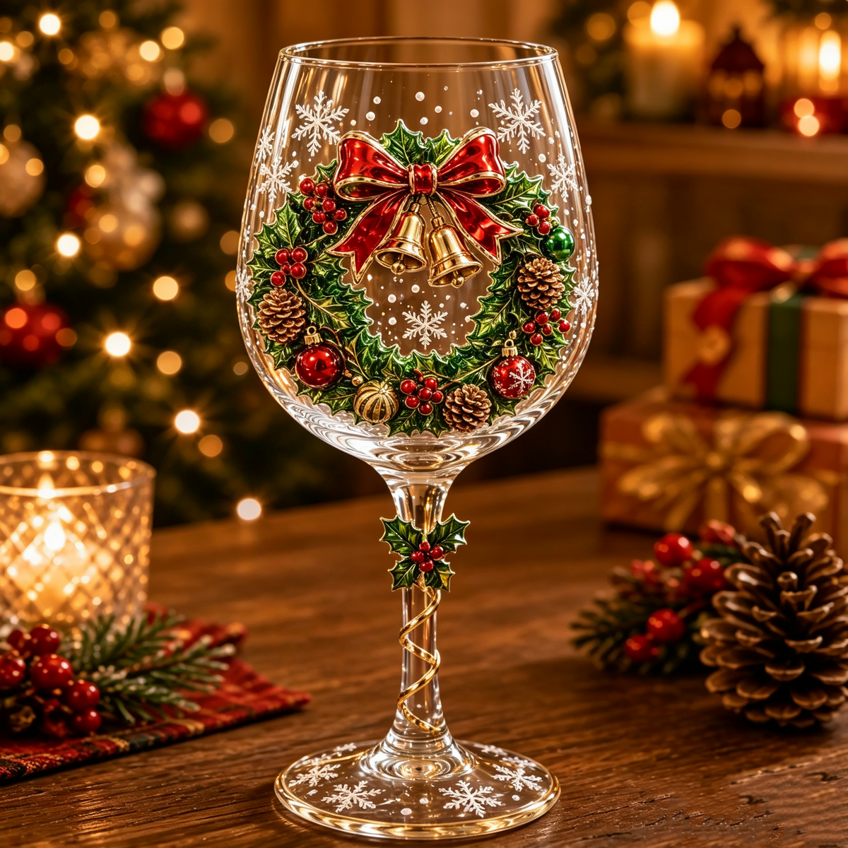 FestivoGlas™ 3D Christmas Wine Glasses – Festive Sips with Magical Christmas Designs