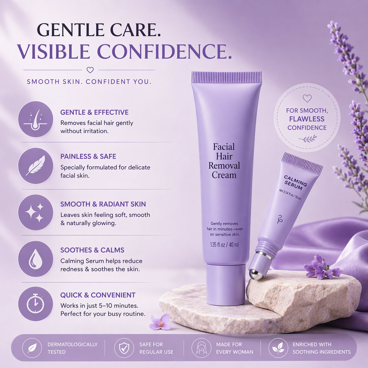 Glamira™ – Easy Facial Hair Removal Kit for Sensitive Skin