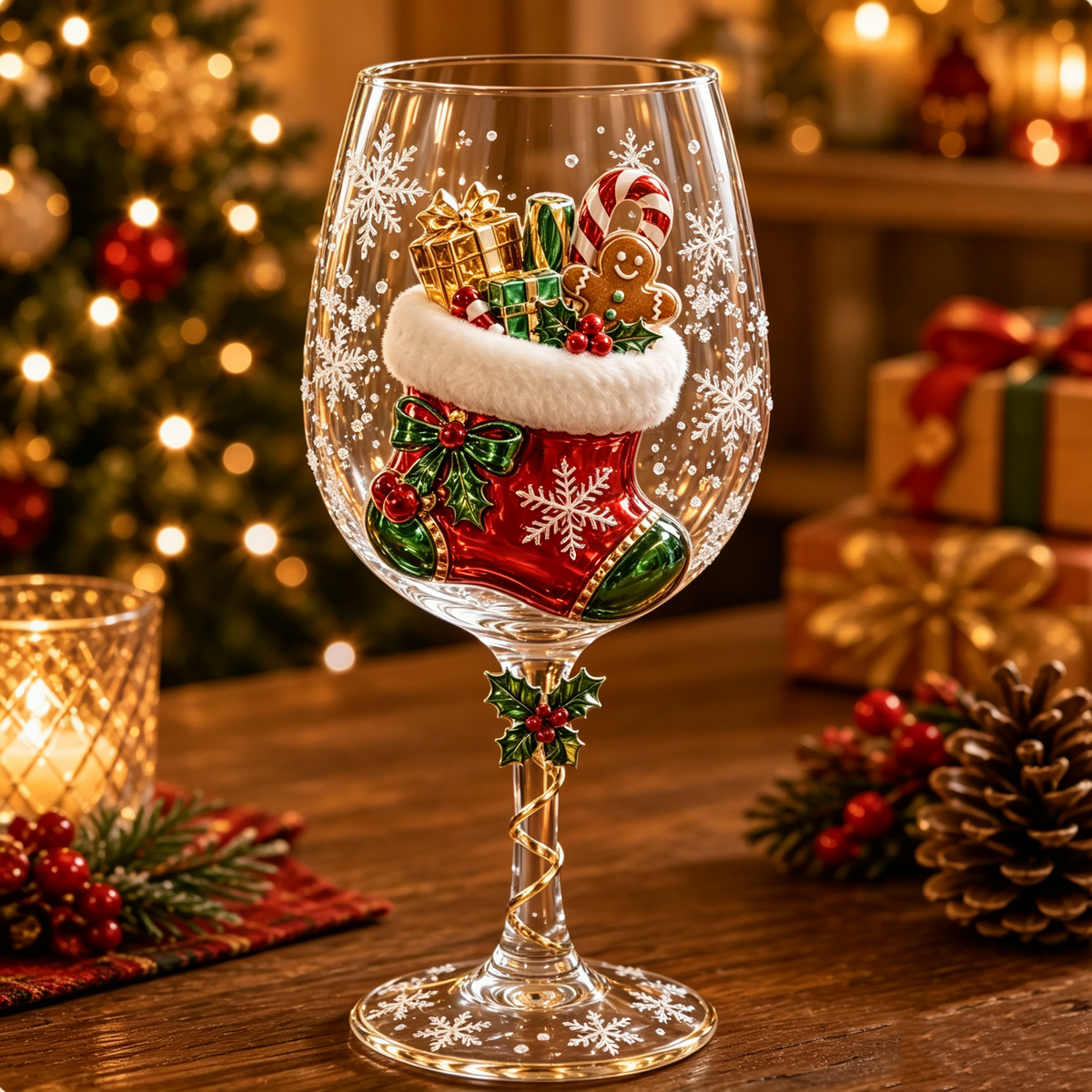 FestivoGlas™ 3D Christmas Wine Glasses – Festive Sips with Magical Christmas Designs