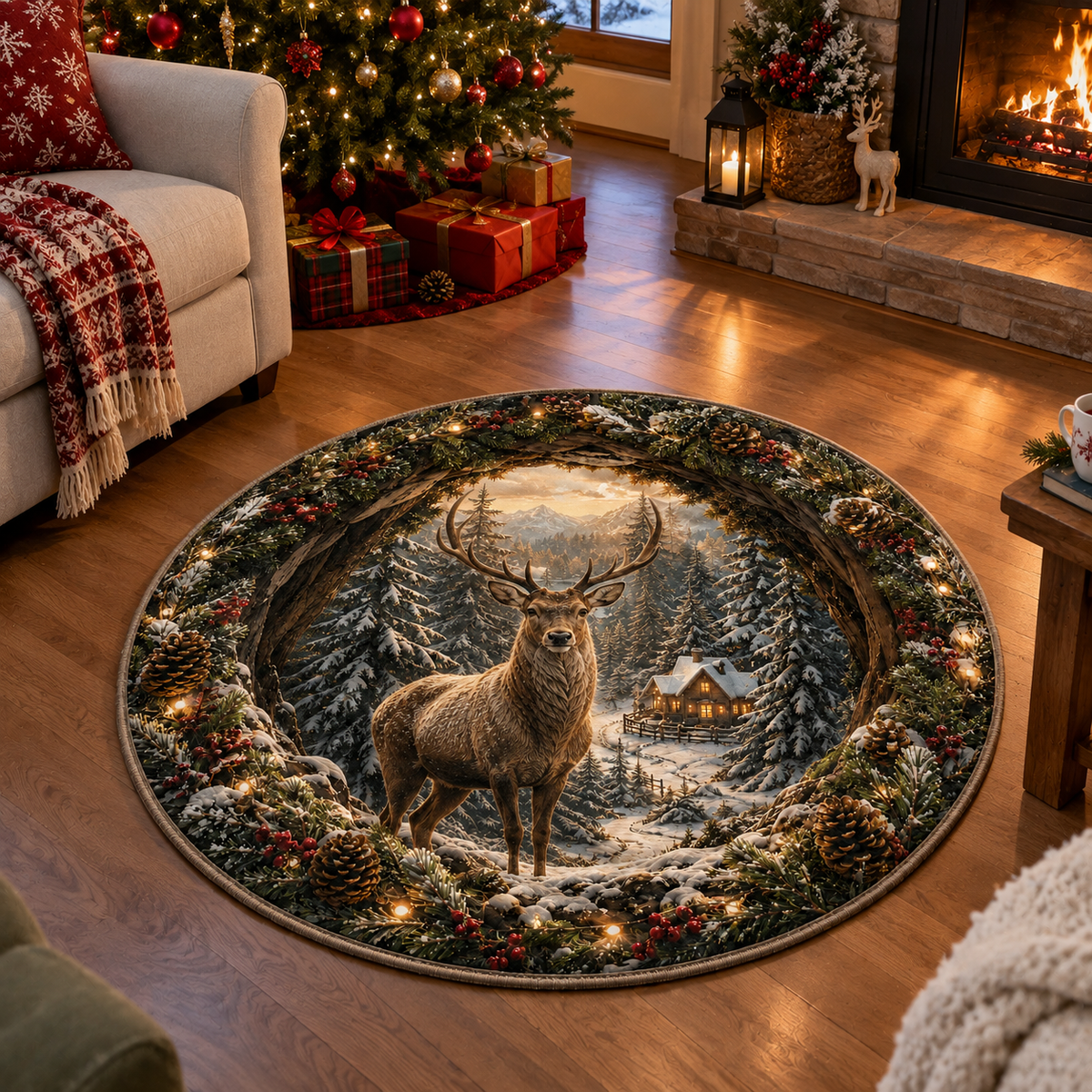 WinterVista™ 3D Christmas Illusion Rug – Magical 3D Depth for Festive Spaces