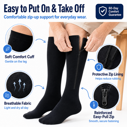 CompressVera™ – Zip-Up Compression Socks for Support & Comfort