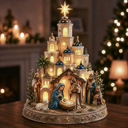 Nativora™ Illuminated Bethlehem Nativity Church Tower | Festive Christmas Atmosphere