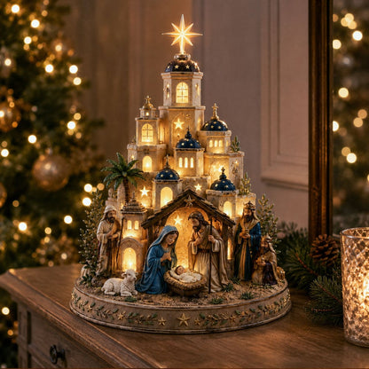 Nativora™ Illuminated Bethlehem Nativity Church Tower | Festive Christmas Atmosphere