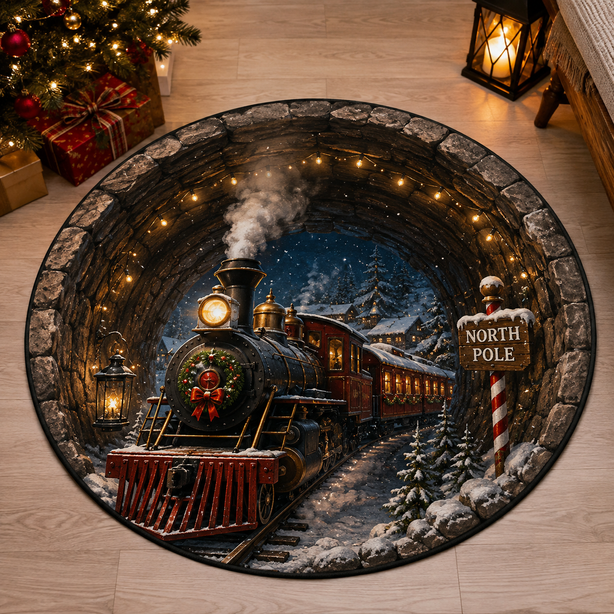 WinterVista™ 3D Christmas Illusion Rug – Magical 3D Depth for Festive Spaces