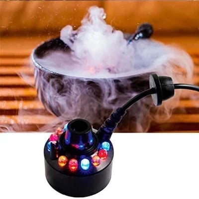 MystiGlow™ 12-LED Mist Maker – Coloured Ultrasonic Mist for Halloween, Décor & Water Features 🎃✨