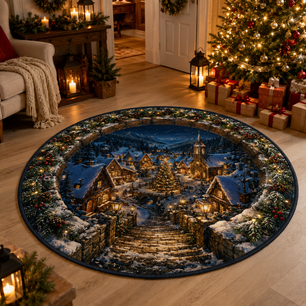 WinterVista™ 3D Christmas Illusion Rug – Magical 3D Depth for Festive Spaces