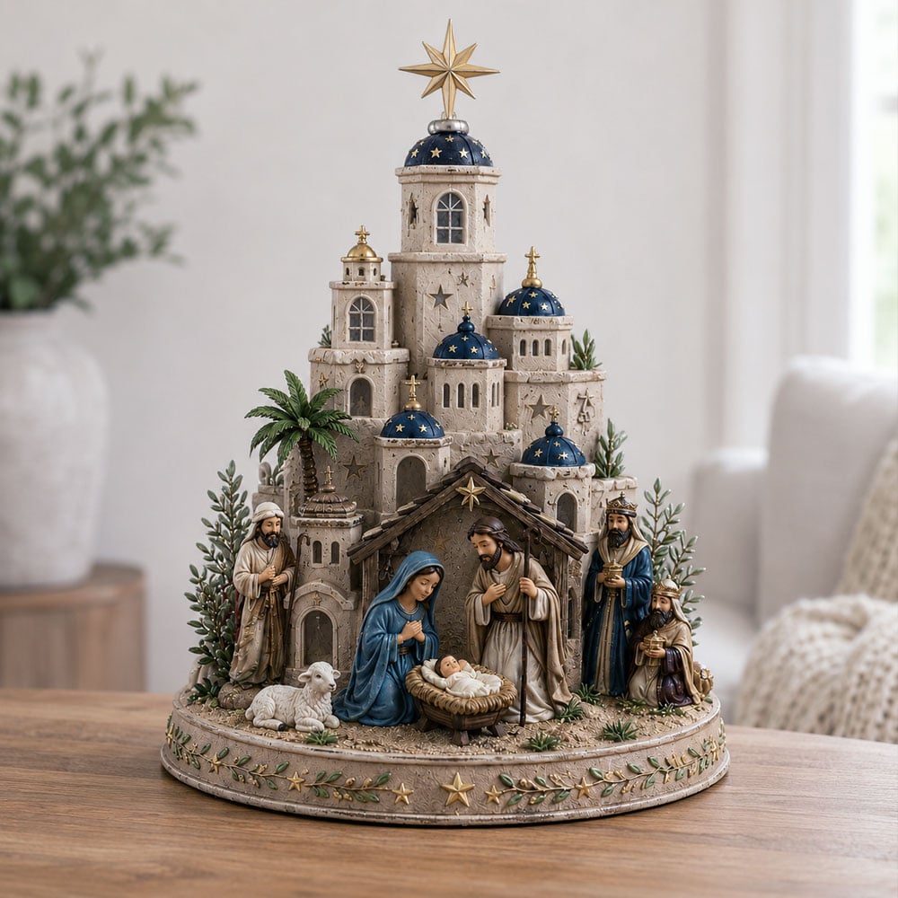 Nativora™ Illuminated Bethlehem Nativity Church Tower | Festive Christmas Atmosphere