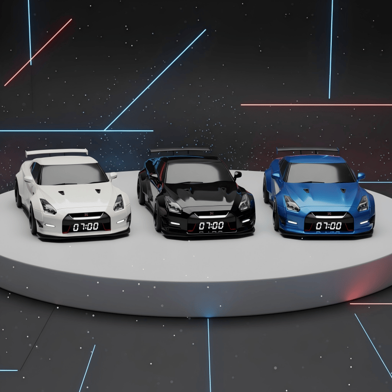 TurboRise™ Sportscar Alarm Clock | Realistic Engine Sounds & LED Light Effects