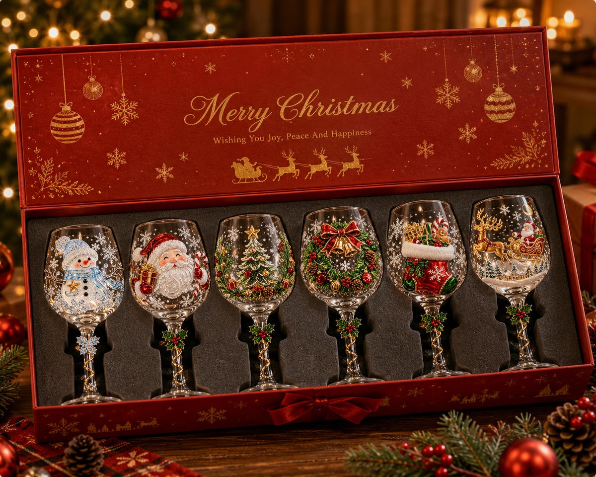 FestivoGlas™ 3D Christmas Wine Glasses – Festive Sips with Magical Christmas Designs