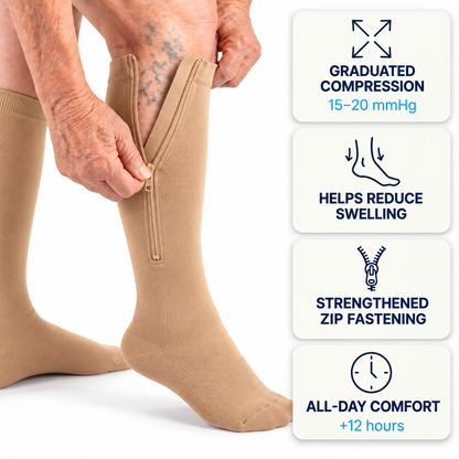 EaseStep™ | Zip-Up Compression Socks - Support for Tired, Heavy Legs