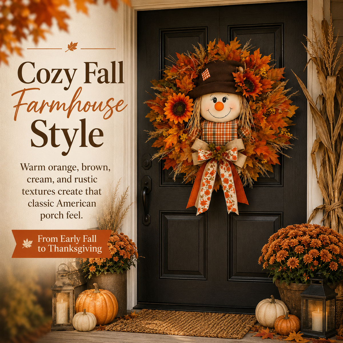 AutumnGlow™ Fall Wreath with Lights | A Warm Welcome for Your Front Door
