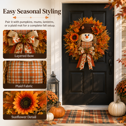 AutumnGlow™ Fall Wreath with Lights | A Warm Welcome for Your Front Door