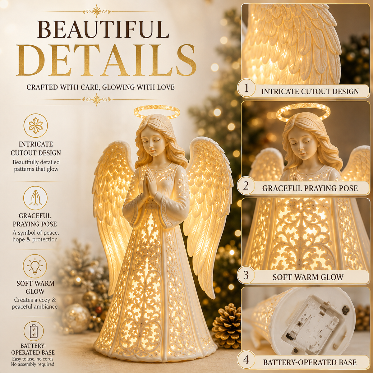 LumiAngel™ Christmas Angel Light – Warm Golden Glow for Hope & Love | Meaningful Christmas Décor