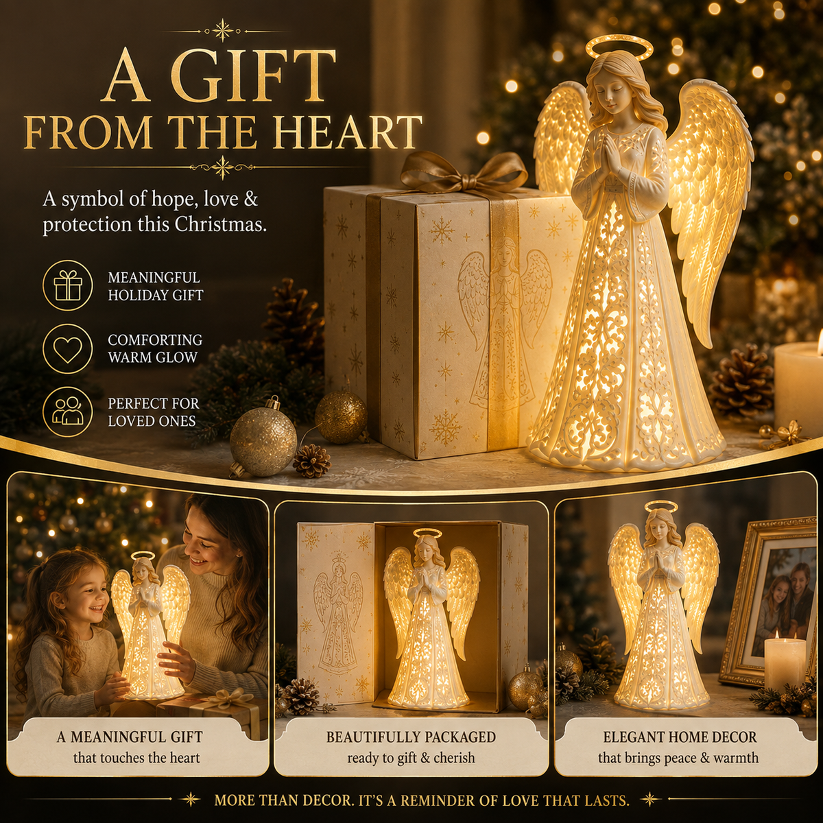 LumiAngel™ Christmas Angel Light – Warm Golden Glow for Hope & Love | Meaningful Christmas Décor