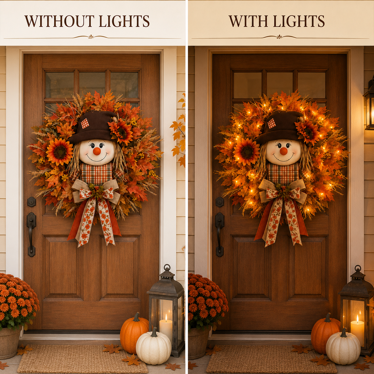 AutumnGlow™ Fall Wreath with Lights | A Warm Welcome for Your Front Door