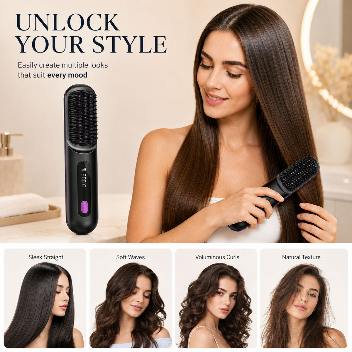 SleekGo™ Portable Cordless Hair Straightener | Smooth, Frizz-Free Hair On the Go