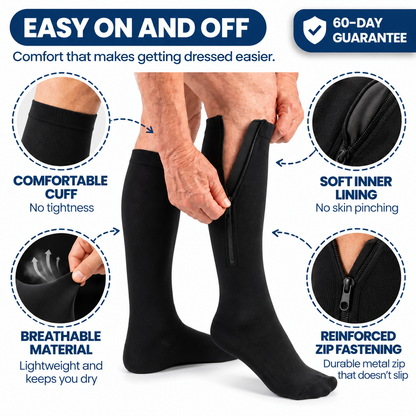 EaseStep™ | Zip-Up Compression Socks - Support for Tired, Heavy Legs