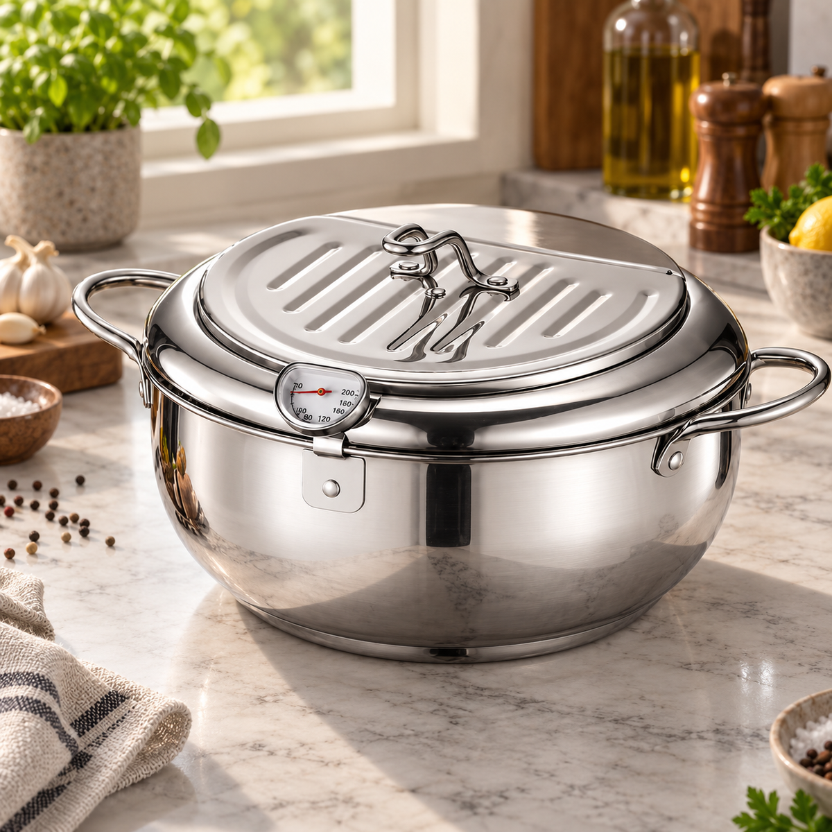 Crispora™ 2.2L Deep Frying Pot | Better Temperature Control & Easy Draining