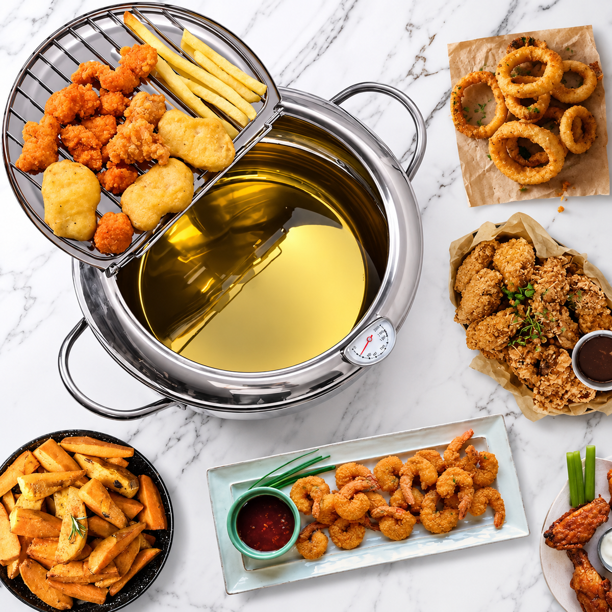 Crispora™ 2.2L Deep Frying Pot | Better Temperature Control & Easy Draining