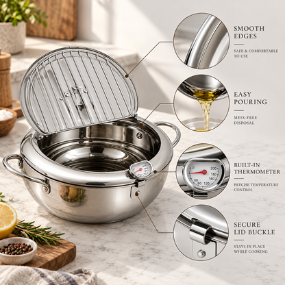 Crispora™ 2.2L Deep Frying Pot | Better Temperature Control & Easy Draining