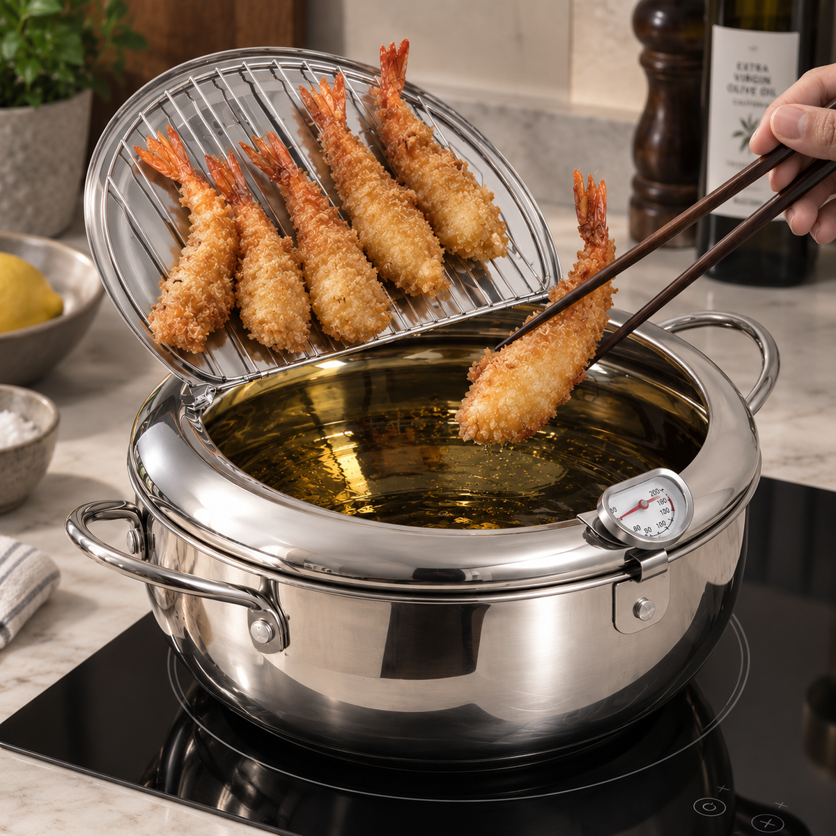 Crispora™ 2.2L Deep Frying Pot | Better Temperature Control & Easy Draining