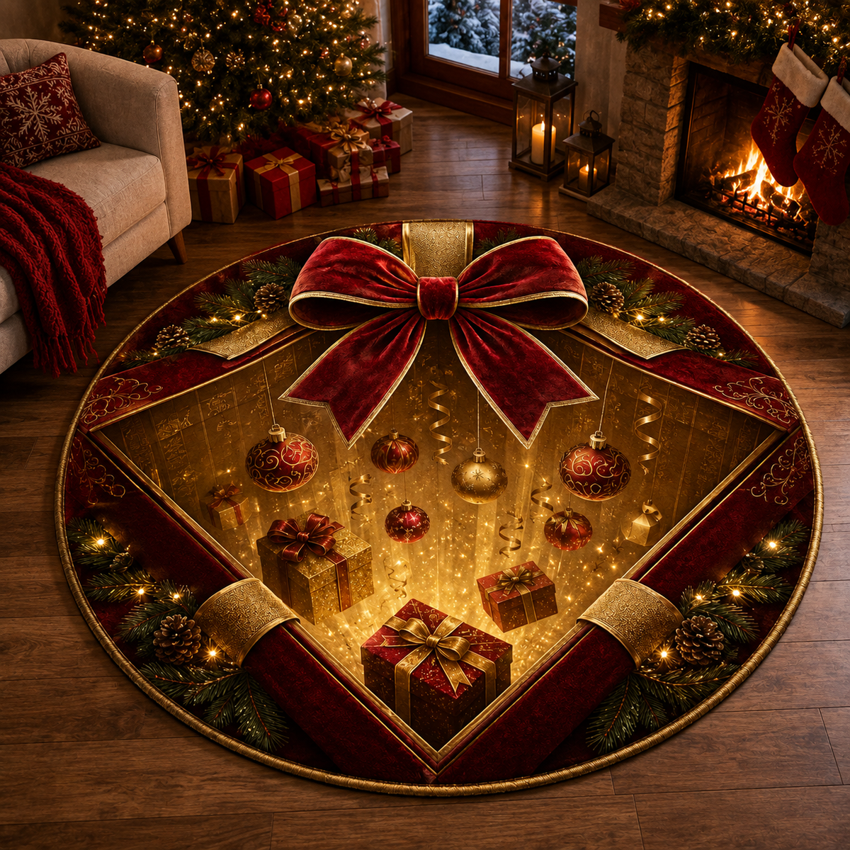 WinterVista™ 3D Christmas Illusion Rug – Magical 3D Depth for Festive Spaces