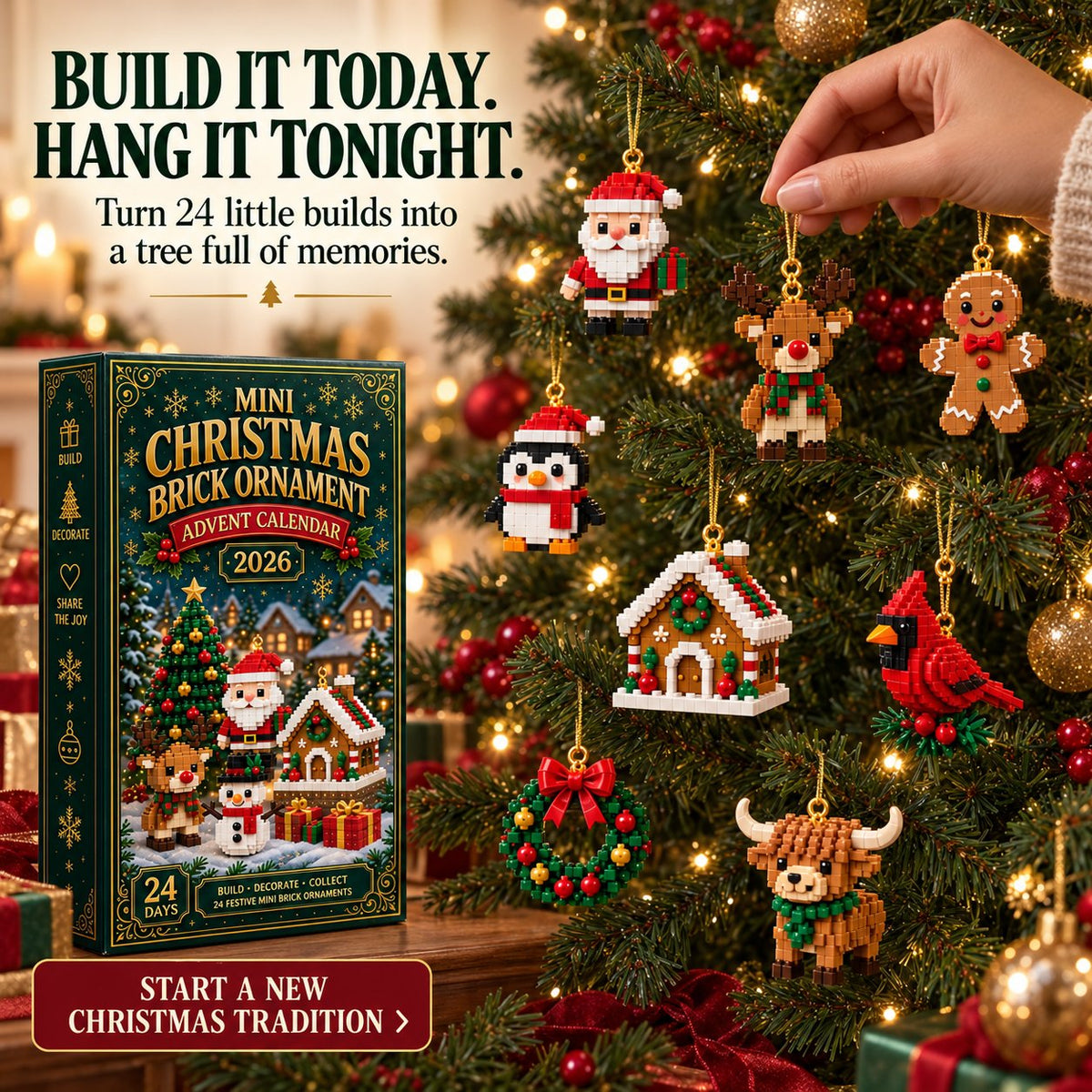 Brickora™ Mini Advent Calendar | 24 Christmas Building Sets to Build & Decorate