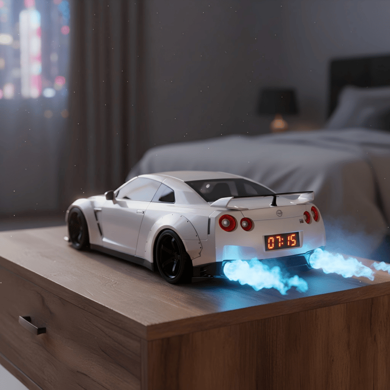 TurboRise™ Sportscar Alarm Clock | Realistic Engine Sounds & LED Light Effects