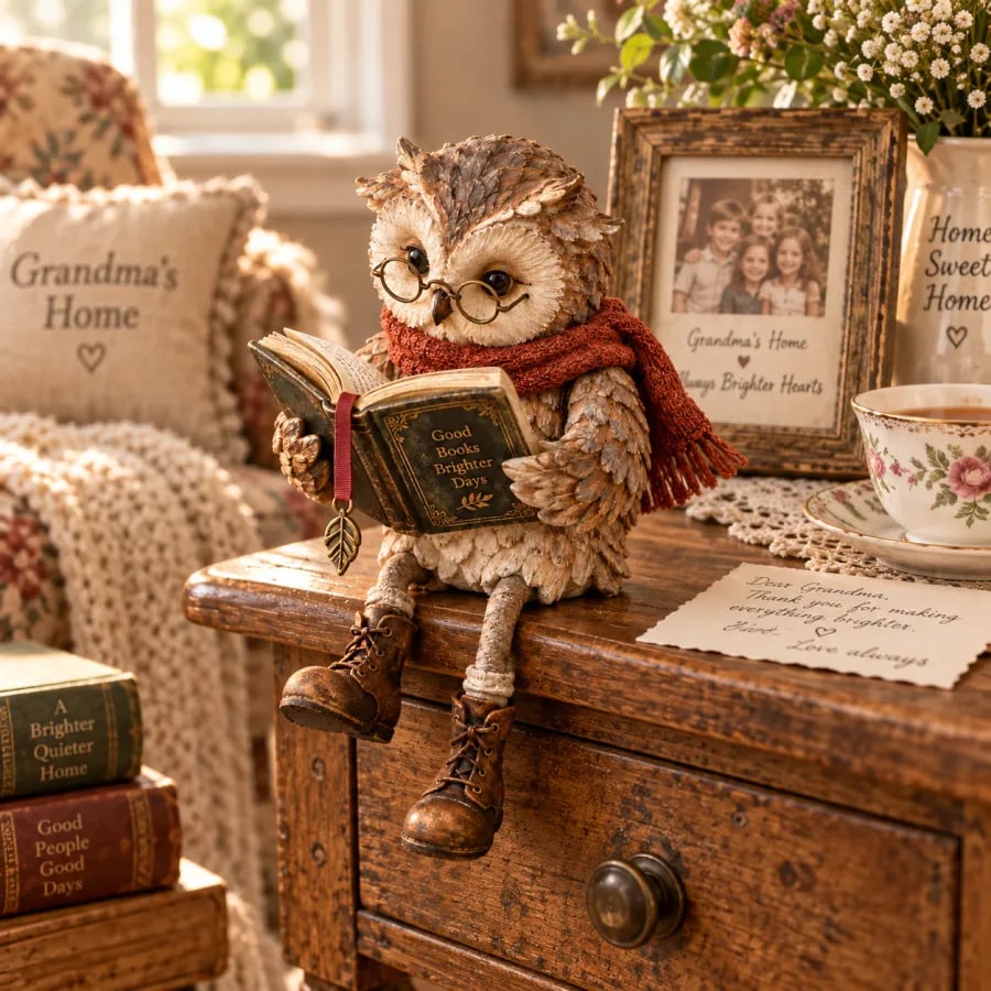 BookHaven™ Reading Owl Decoration | Charming Eye-Catcher for Book Lovers