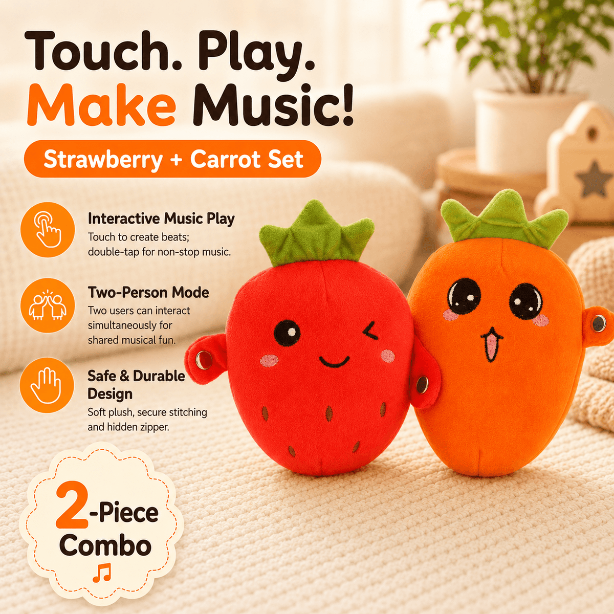 MeloJoy™ Interactive Musical Plush Toy – Touch-Activated Fun for Children