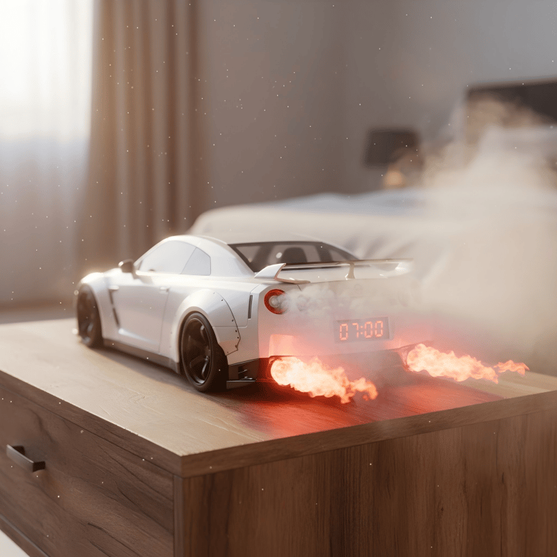 TurboRise™ Sportscar Alarm Clock | Realistic Engine Sounds & LED Light Effects