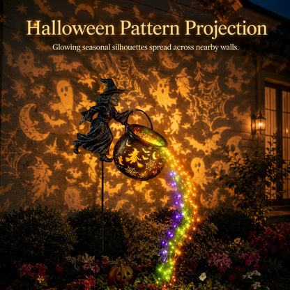 HexaGlow™ Halloween Witch Cauldron Garden Light – Magical Colours & Projections for Your Halloween Decorations 🎃✨