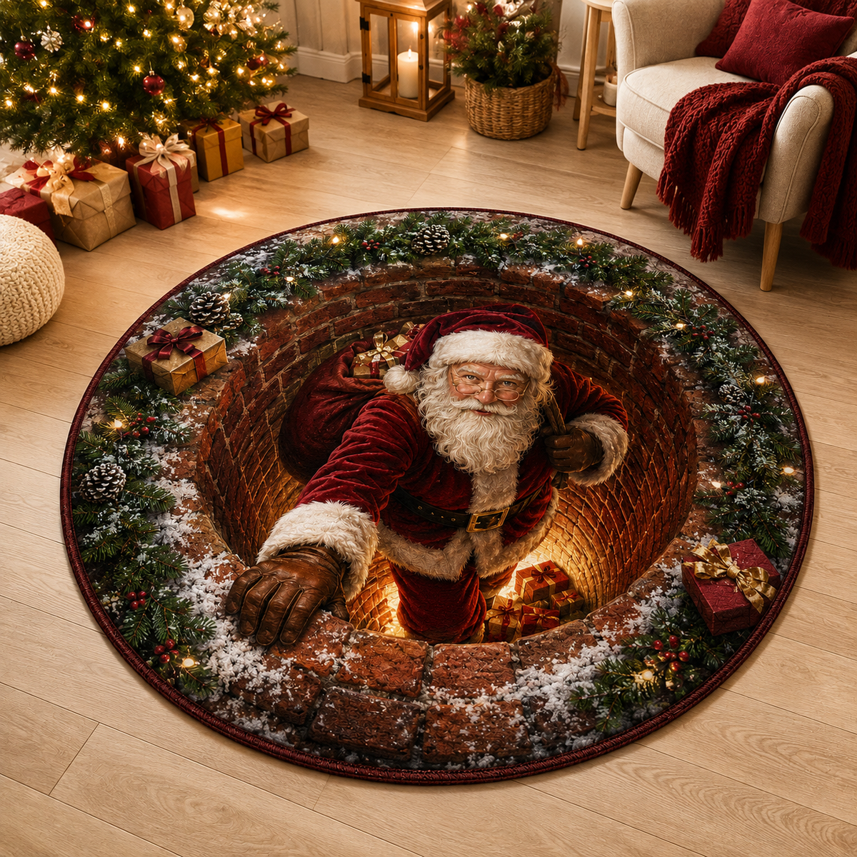WinterVista™ 3D Christmas Illusion Rug – Magical 3D Depth for Festive Spaces