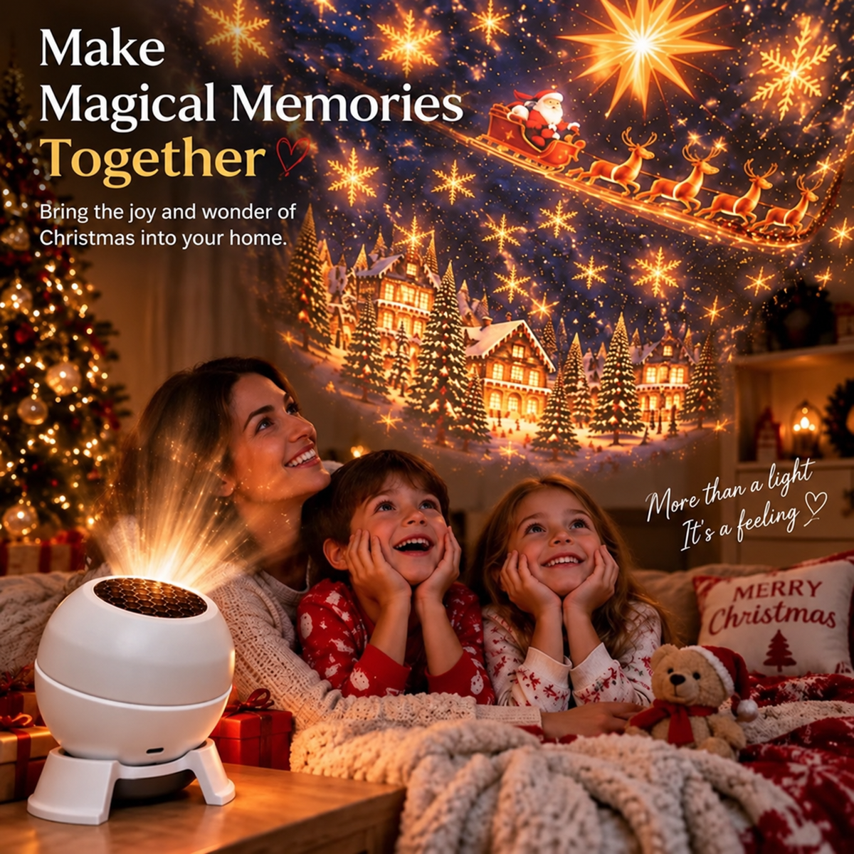 FestiGlow™ Christmas Projection Night Light | Instant Christmas Room Transformation