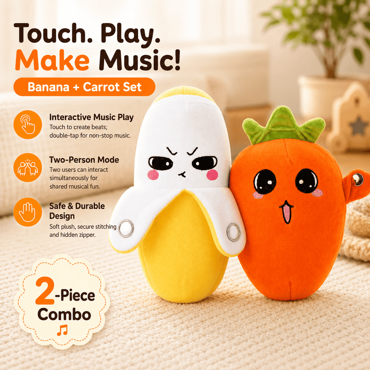 MeloJoy™ Interactive Musical Plush Toy – Touch-Activated Fun for Children