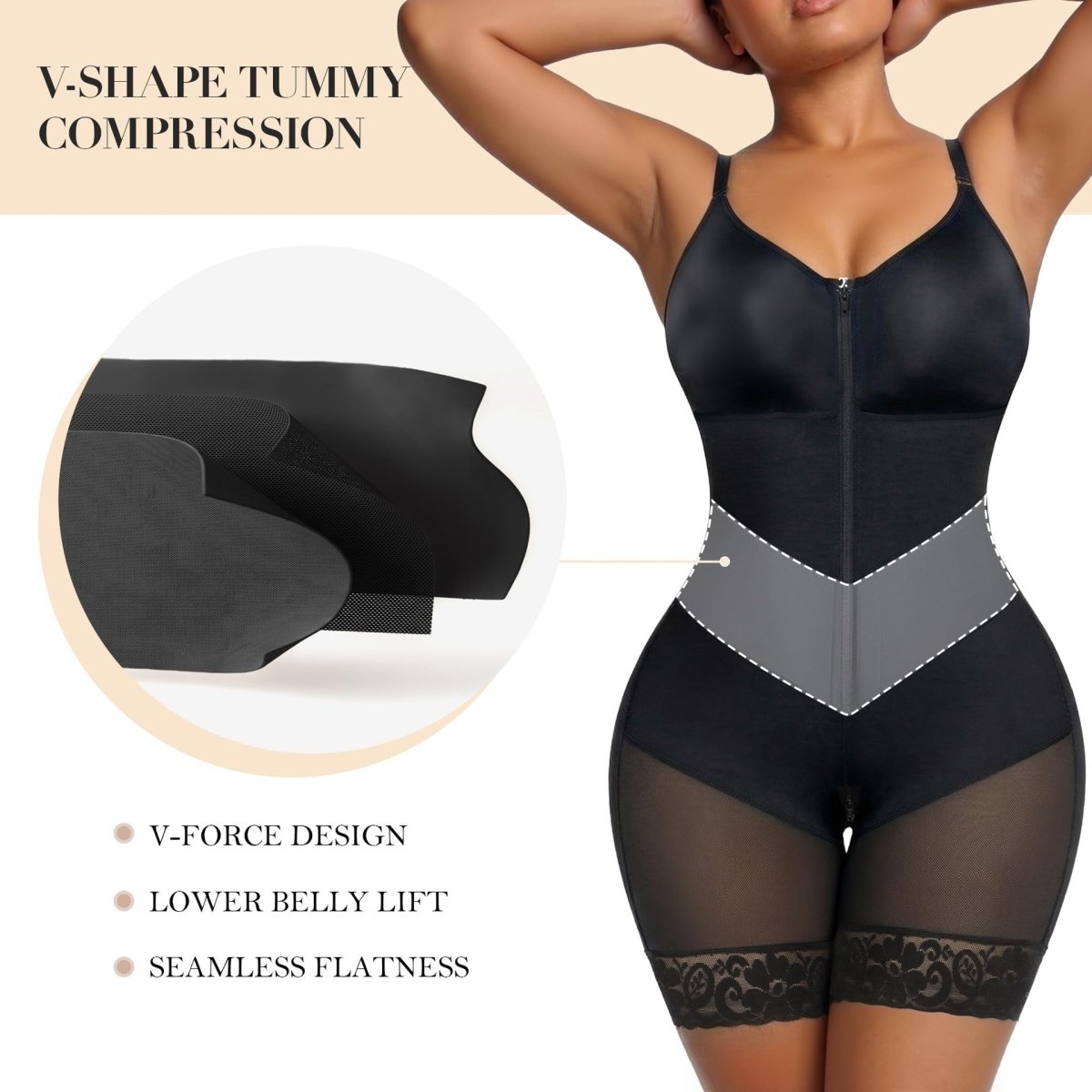 Zenvyra™ V-Shaped Shaping Bodysuit | Sculpted Curves & Smooth Support